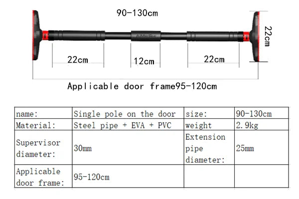 Large Door Horizontal bar Steel Adjustable Training Bars For Home Sport Workout Pull Up Arm Training Sit Up Bar Fitness Equipm