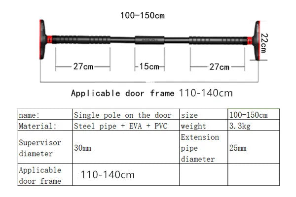 Large Door Horizontal bar Steel Adjustable Training Bars For Home Sport Workout Pull Up Arm Training Sit Up Bar Fitness Equipm