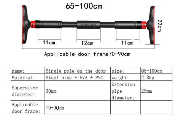 Large Door Horizontal bar Steel Adjustable Training Bars For Home Sport Workout Pull Up Arm Training Sit Up Bar Fitness Equipm