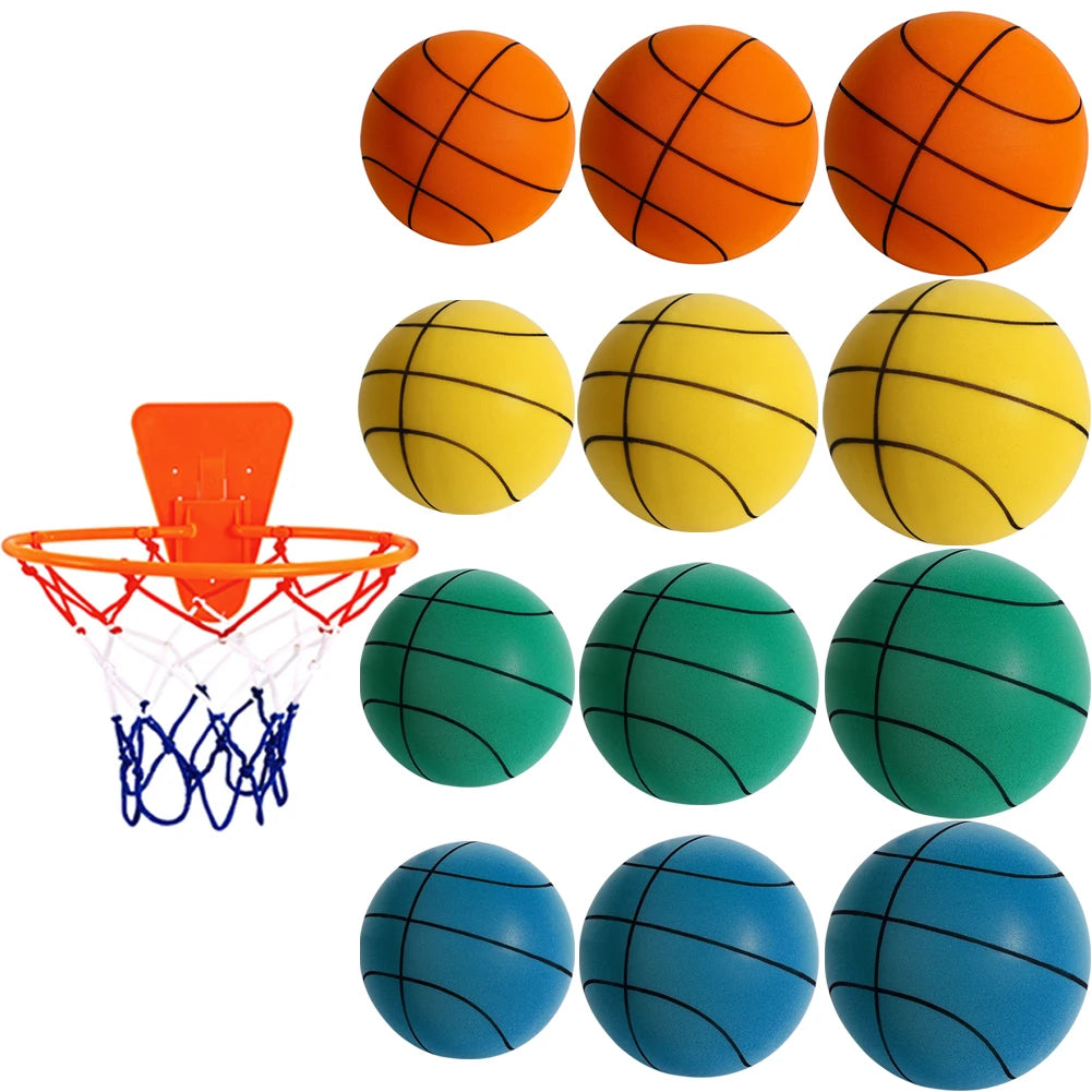 Kids Bouncing Mute Silent Basketball Squeezable Mute Bouncing Basketball Indoor Silent Ball Foam Basketball Bounce Football