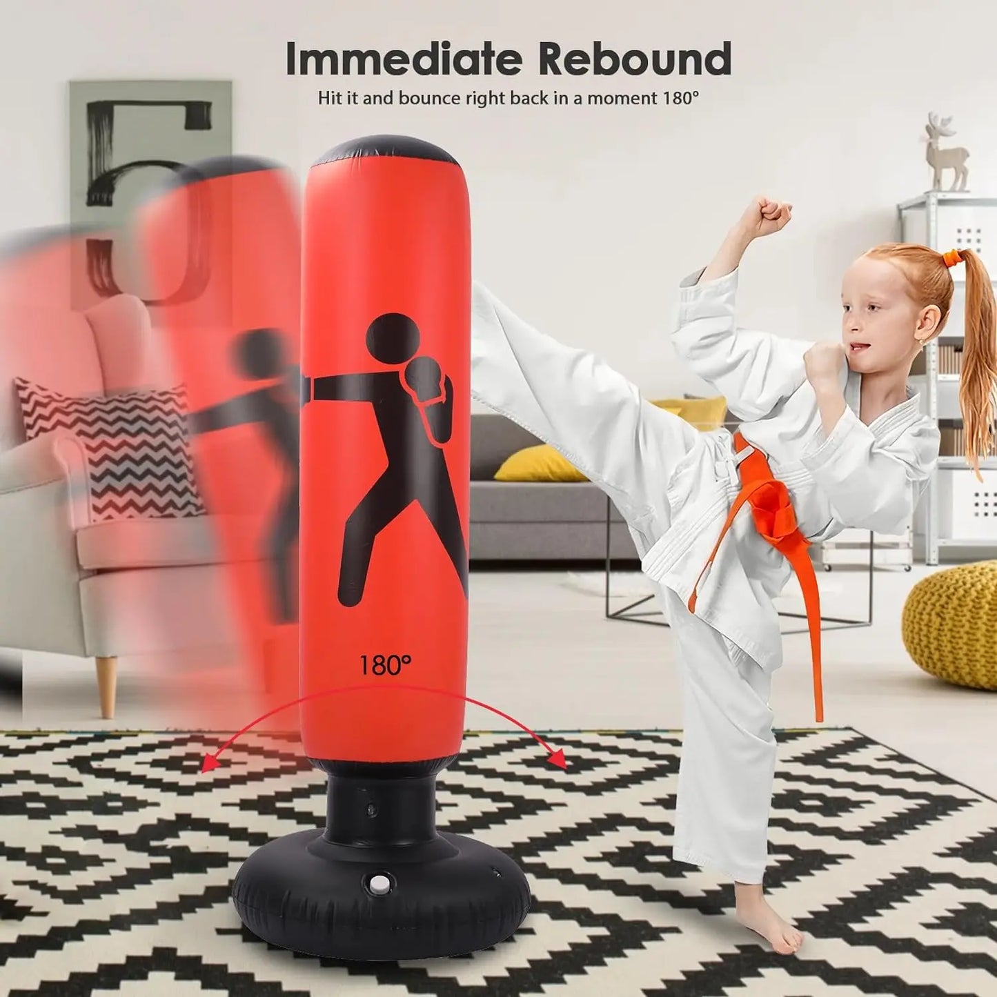 COMCO Boxing Column Inflatable Punching Bag for Adult & kids, Durable PVC Material