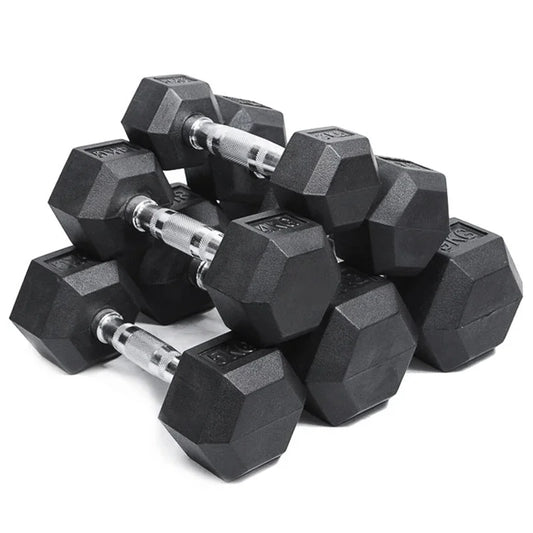 5kg Hexagonal Fixed Dumbbells Men's Women's Fitness Equipment Home Rubber Dumbbells