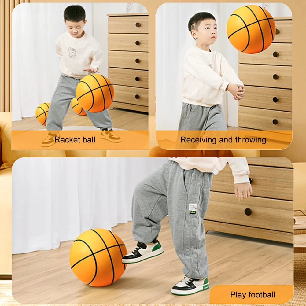 Kids Bouncing Mute Silent Basketball Squeezable Mute Bouncing Basketball Indoor Silent Ball Foam Basketball Bounce Football