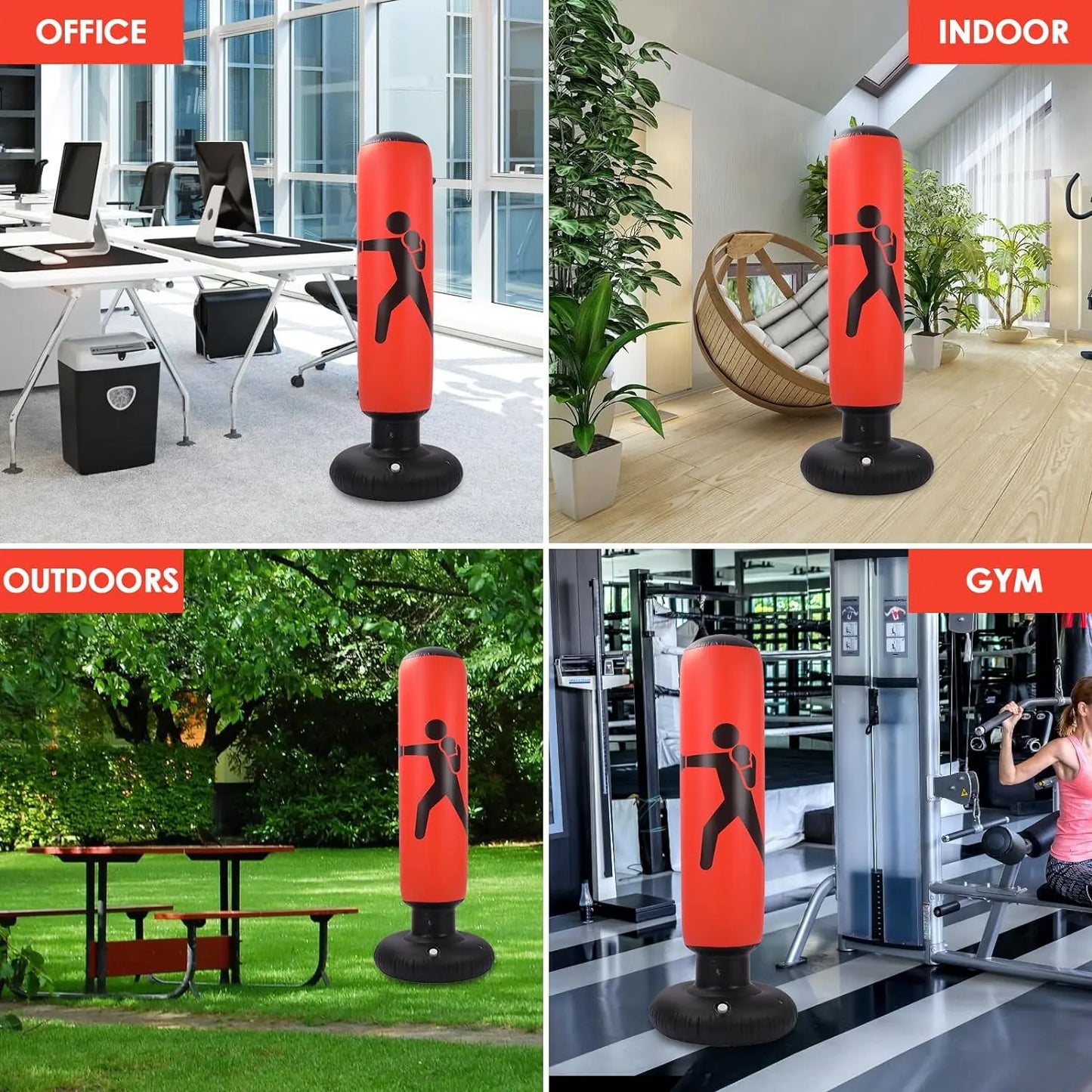 COMCO Boxing Column Inflatable Punching Bag for Adult & kids, Durable PVC Material